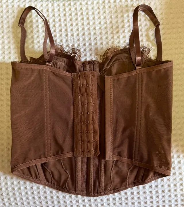 Corset de Renda Marrom Shein Nunca Usado - Foto 3