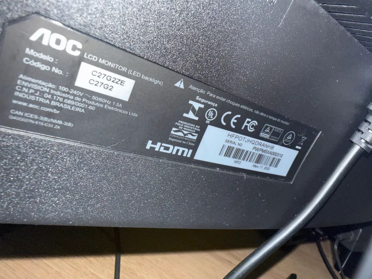 Monitor Gamer AOC 27'' DEFEITO - Foto 2