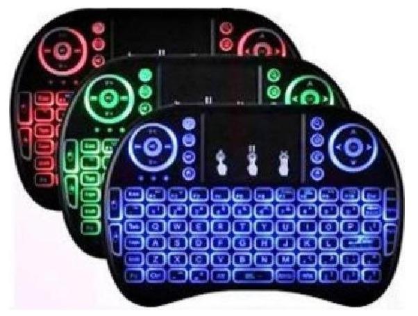 Miniteclado com mause touch usb sem fio wifi luminoso 3 cores para smart tv box pc gamer - Foto 3