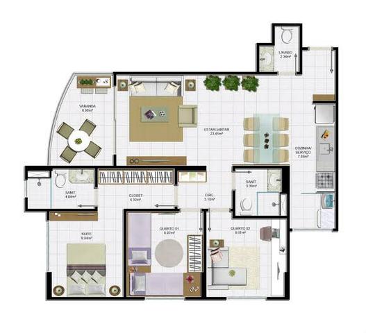 Apartamento 3/4 com lavabo - Villa Privilege - Foto 12