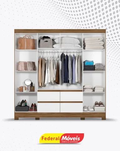 Guarda Roupa 8 Portas 4 Gavetas com Pés Mega Oferta Novo - Foto 2