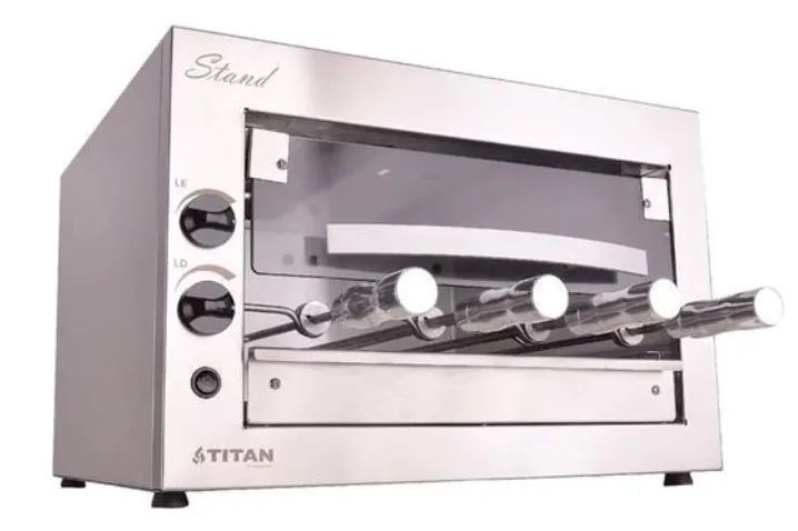 Churrasqueira Bancada a Elétrica e a Gás Rotativa 4 espetos Stand Titan