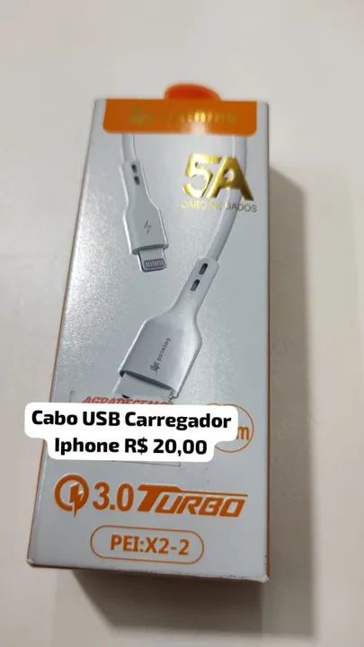 Cabo usb carregador de iphone novo