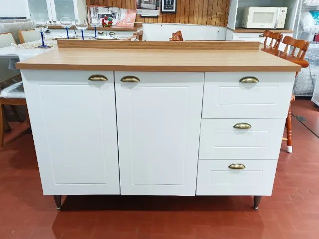 Balcão de Cozinha 02pts / 03 Gavetas Americana 100%MDF.