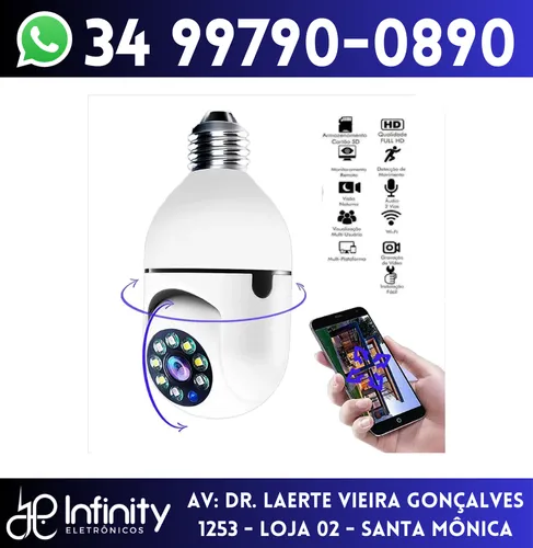 Câmera Wifi Soquete de Lampada Monitorada no celular