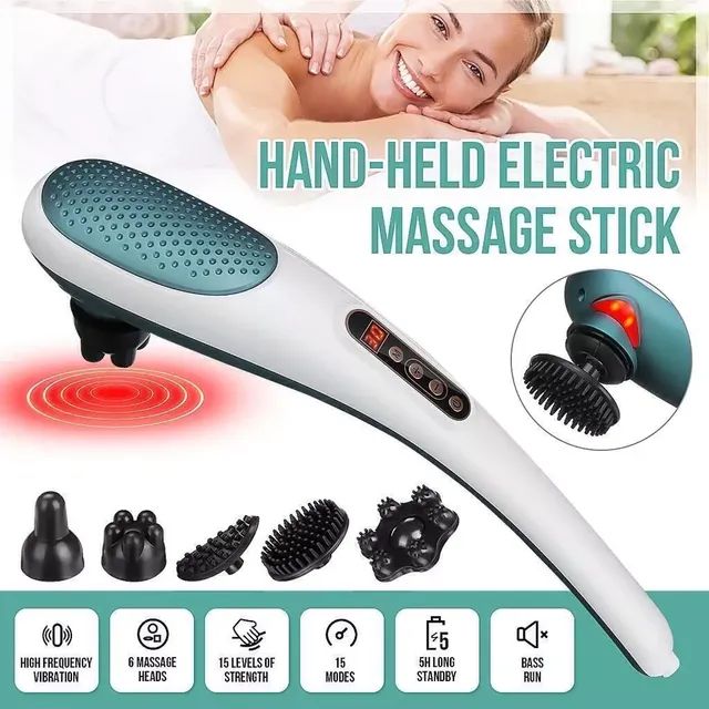 Massageador Profissional Recarregável tipo bastão 6 Cabeças 10 velocidade Tomate AM-014