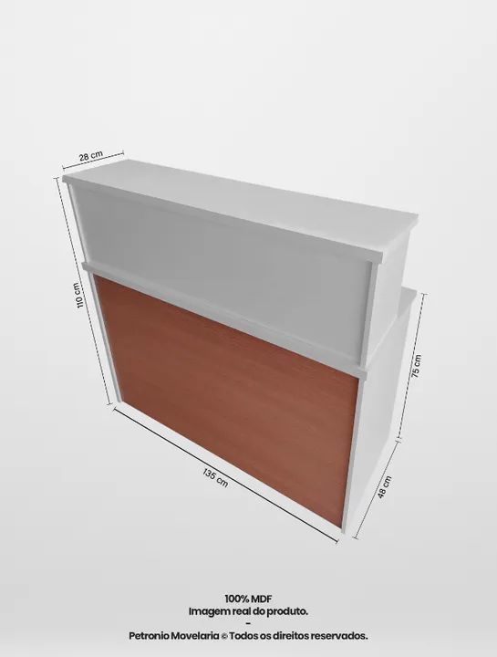 Balcão enzo reto branco e amadeirado - Foto 3