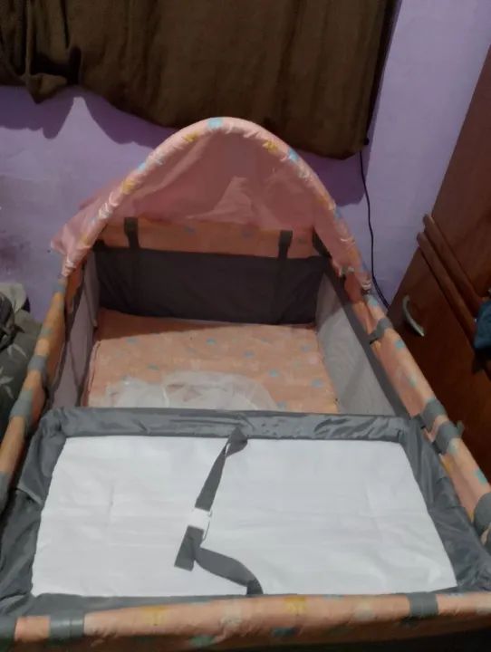 Berço Infantil Dobrável com Mosquiteiro