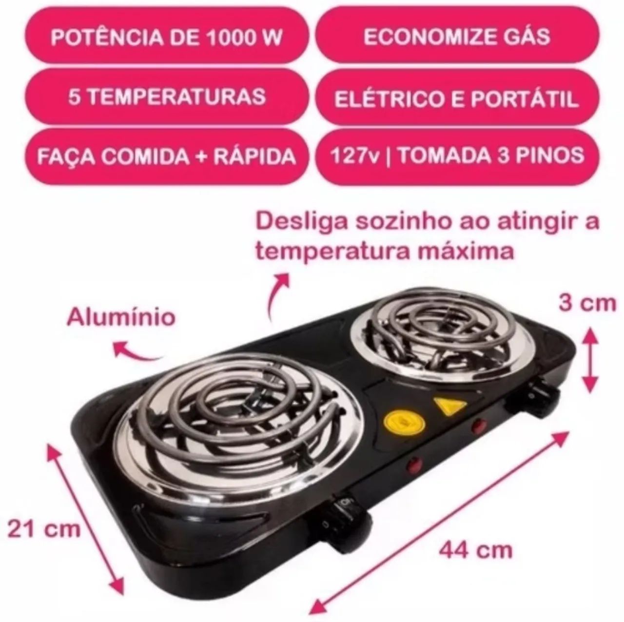 Cooktop Elétrico 2 Bocas - Novo - Foto 2