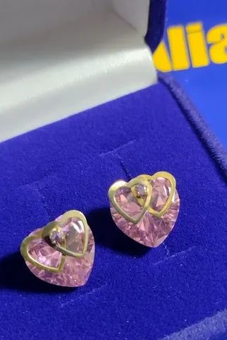 Brinco Pedra Zircônia 12 mm Ouro 18 Kilates 5 Gramas - Foto 2