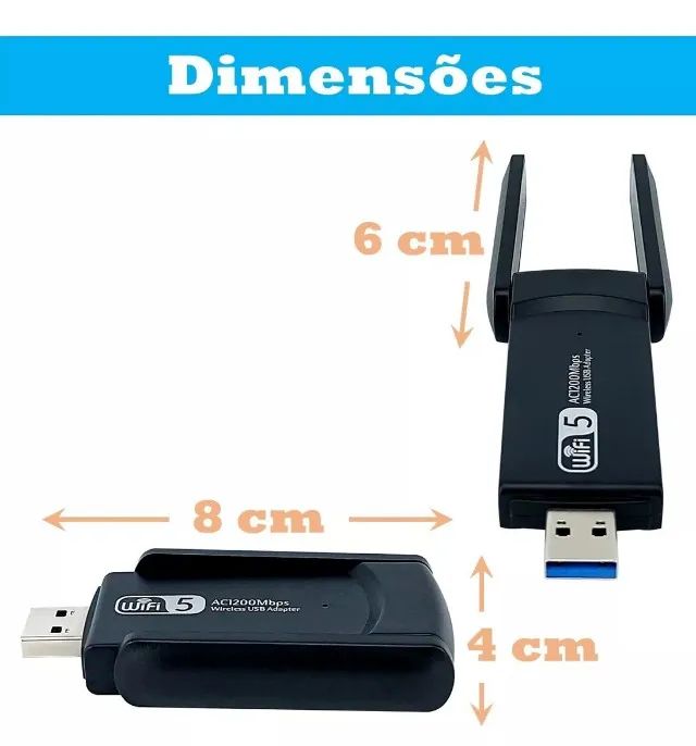 Adaptador Conversor Wi-Fi 1300mbps Dual Band 5GHz / 2.4 GHz Internet Fibra - Foto 2