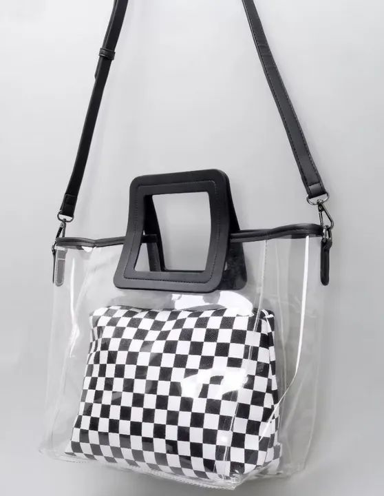 Bolsa Transparente com Detalhe em Quadriculado - Foto 2