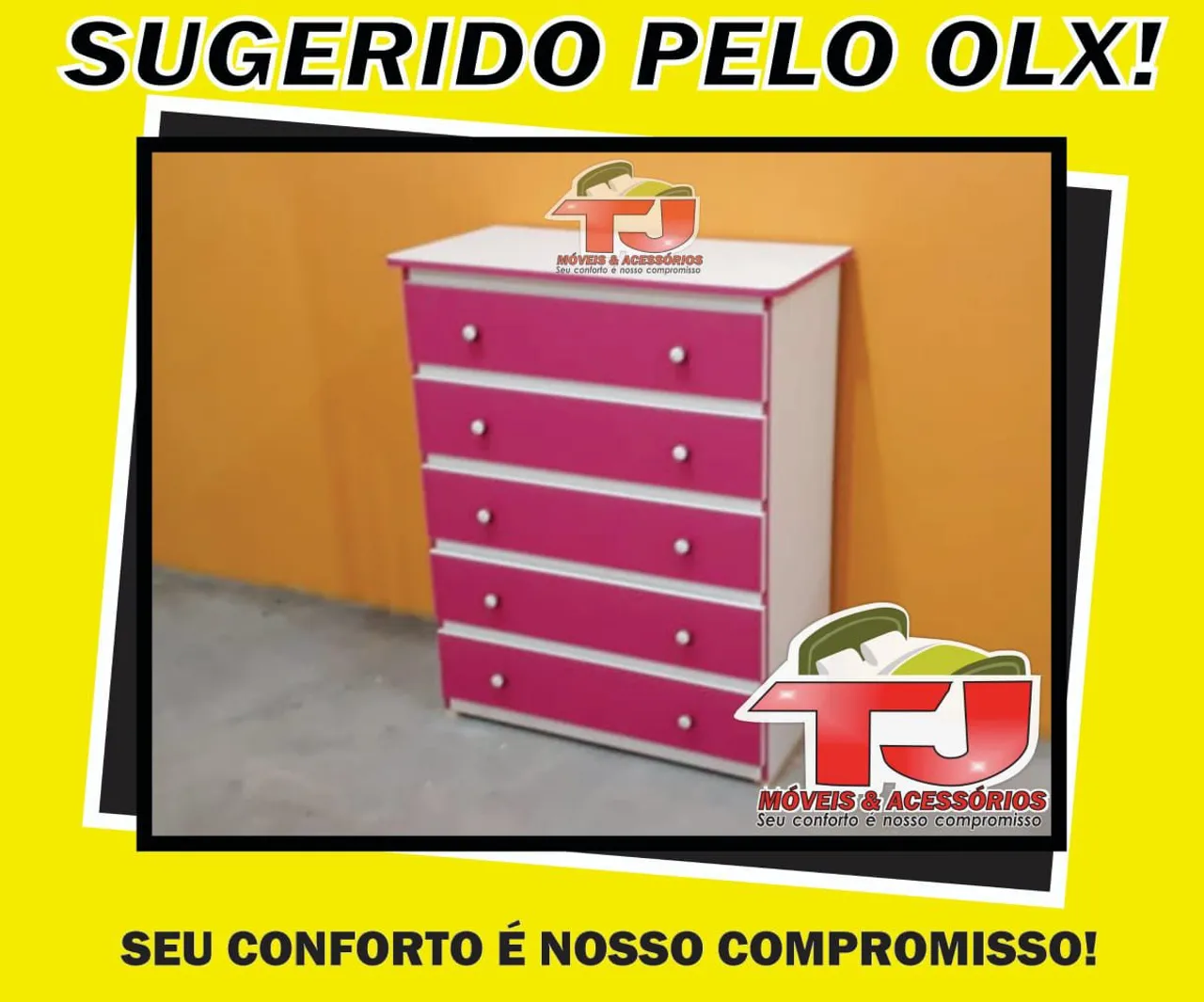 CÔMODA ROSA PINK 5 GAVETAS ????