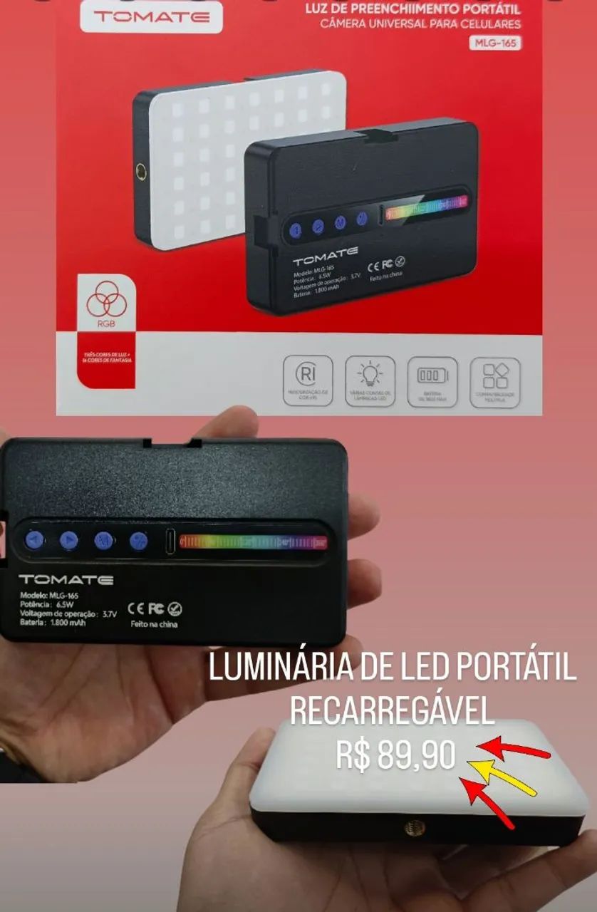 LUMINARIA DE LED PORTATIL RECARREGAVEL<br>
