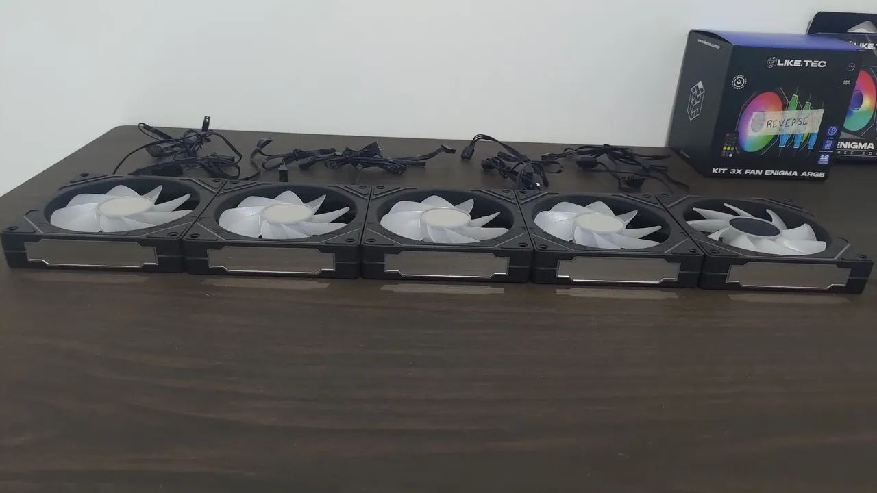 Kit 5 Fans com controladora Liketec Enigma ARGB - Foto 2