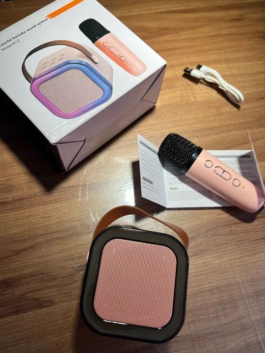 Caixa de som karaokê com microfone Bluetooth 