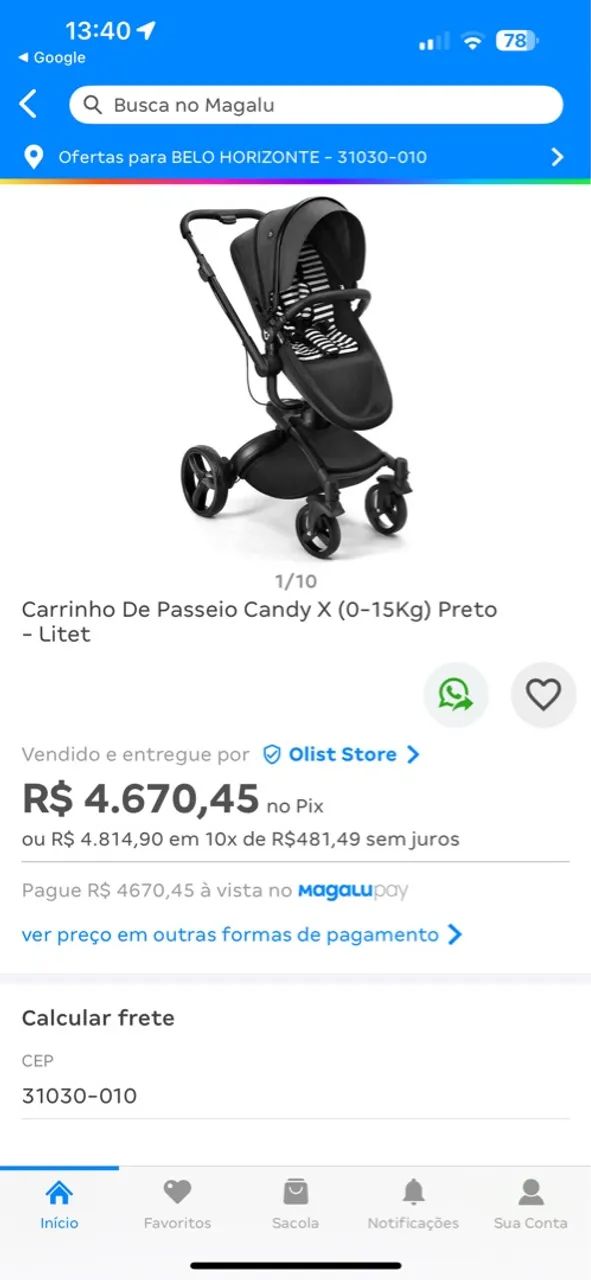 Carrinho de Passeio Candy Preto - Litet