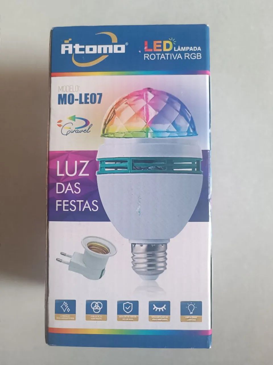 Lâmpada LED Rotativa RGB Festa Disco MO-LEO7 - Atomo