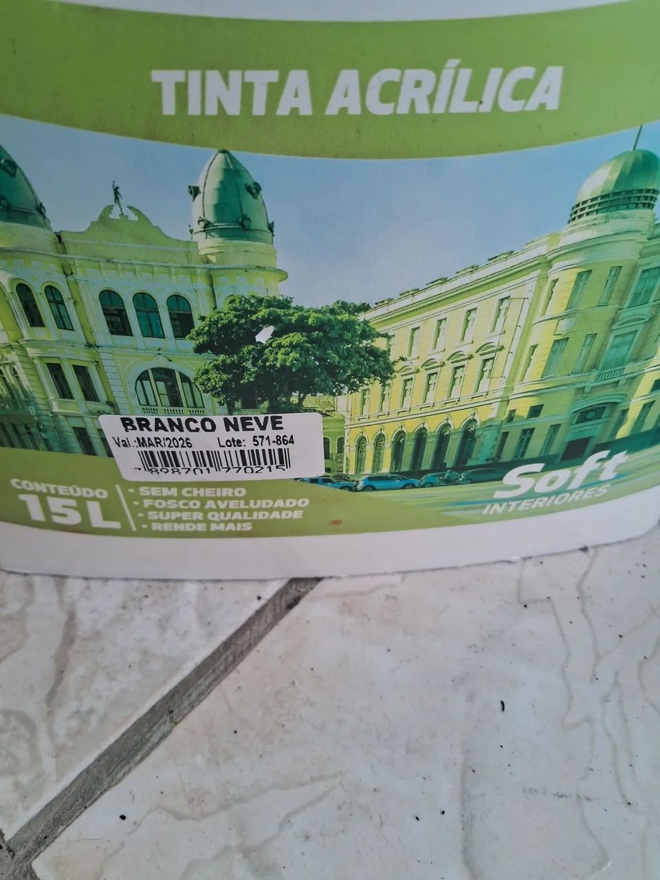 Balde lacrado de tinta acrilica megaó 15 litros 