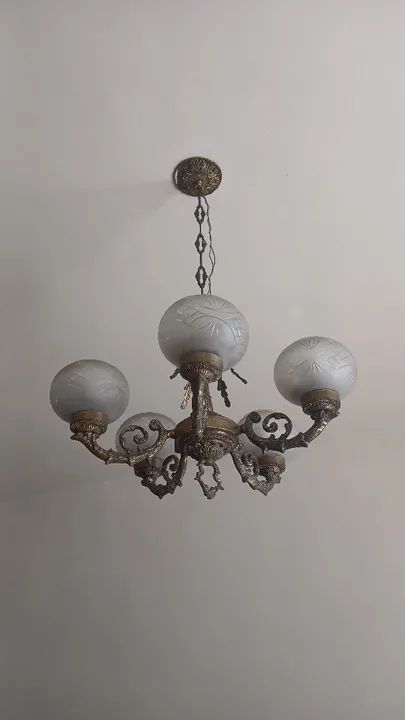 Lustre de vidro 5 Lâmpadas, kit com 2 unidades