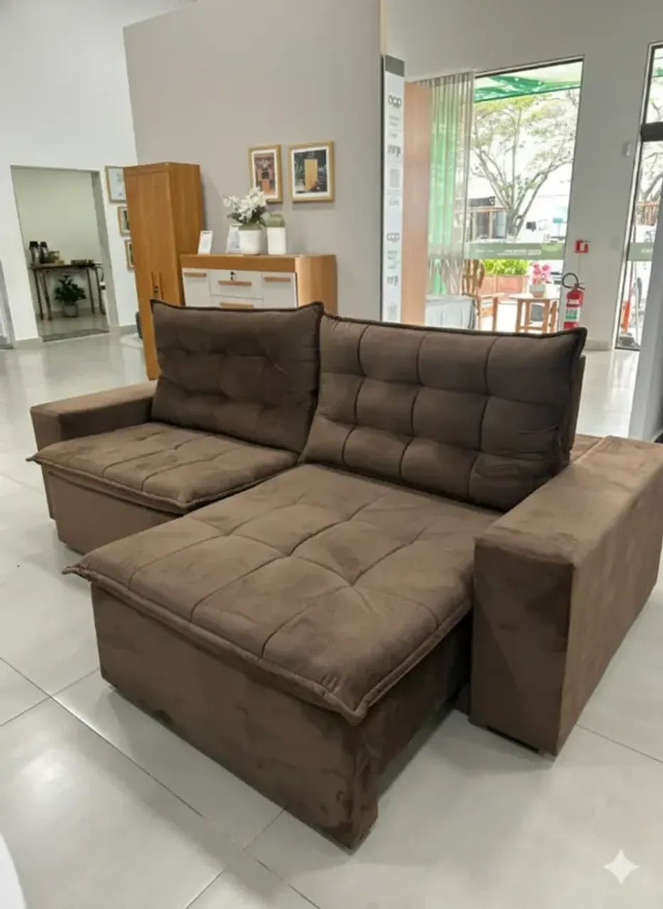 Sofá Retrátil e Reclinável Londres Marrom - Foto 3
