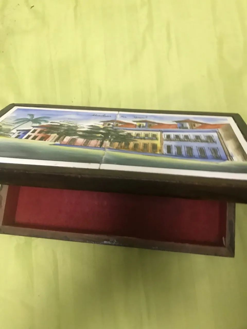 Porta joias de madeira com azulejo pintado à mão - Foto 2