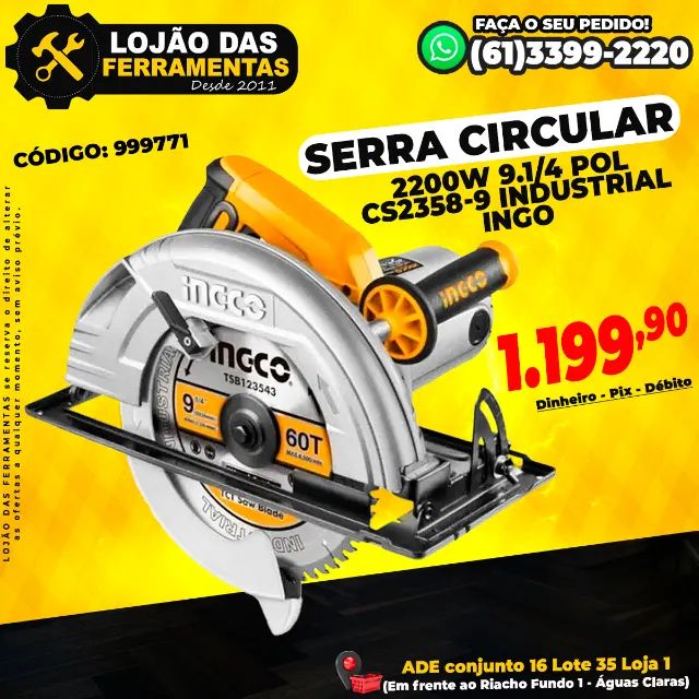 Serra Circular 2200w 9.1/4 Pol CS2358-9 Industrial Ingo