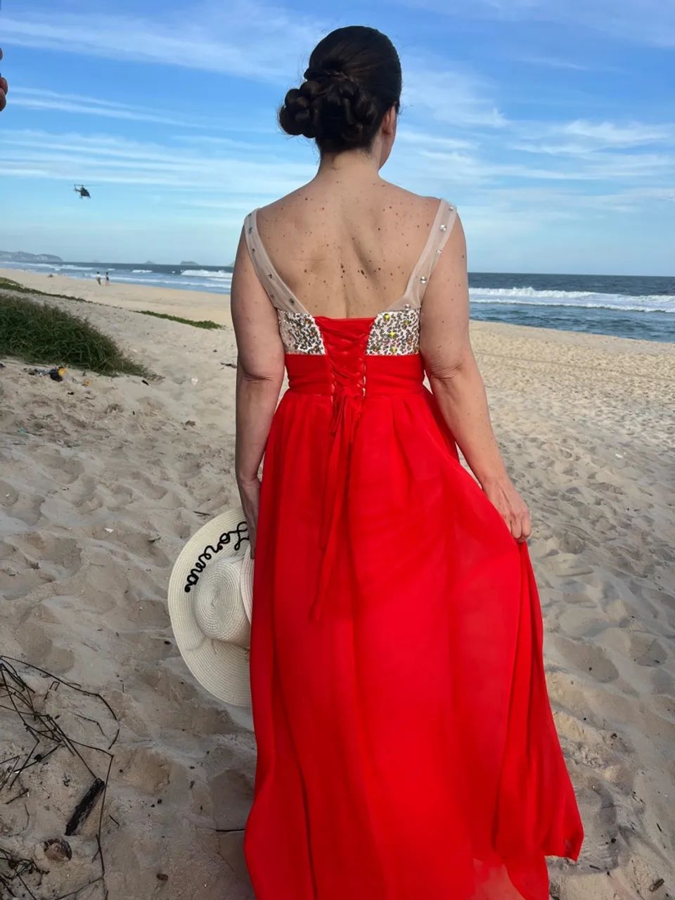 Vestido laranja longo para ocasião especial - Foto 4