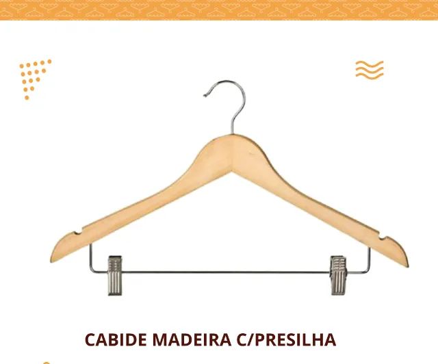 Cabide Madeira c/ Presilhas R$9,90 un