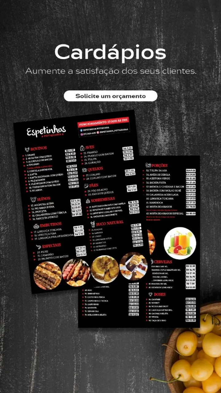 Arte para cardápio