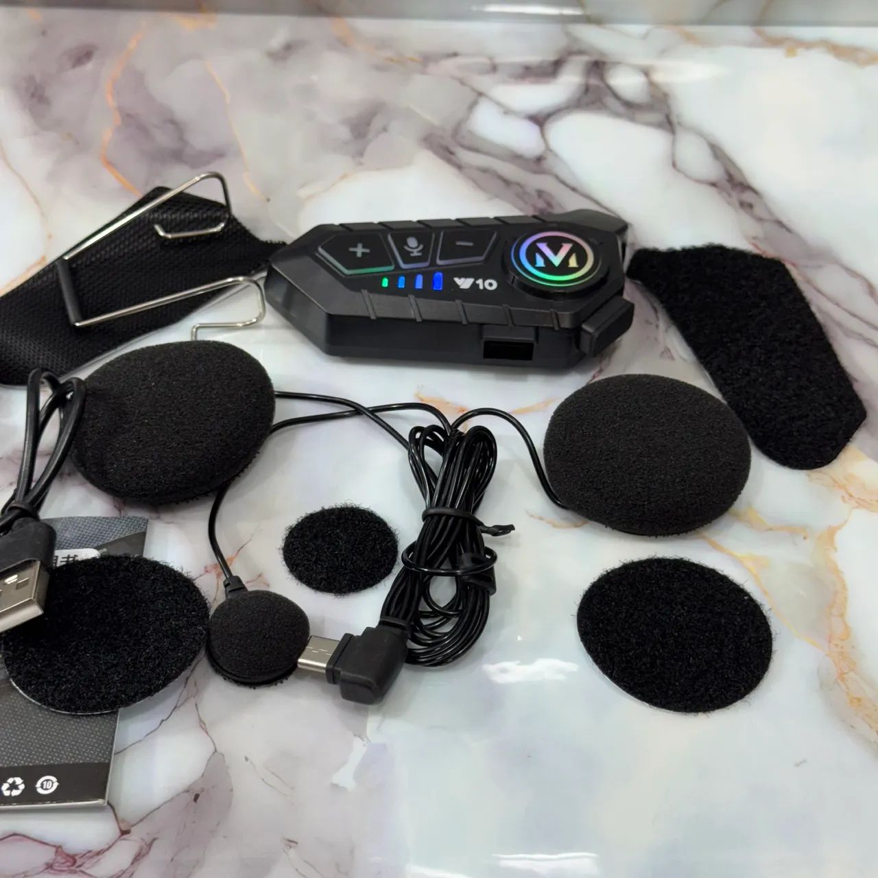 Fone de ouvido com microfone para capacete 