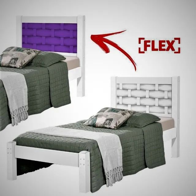Cama Solteiro Laila Branco.Lilas -  Entrega Rápida