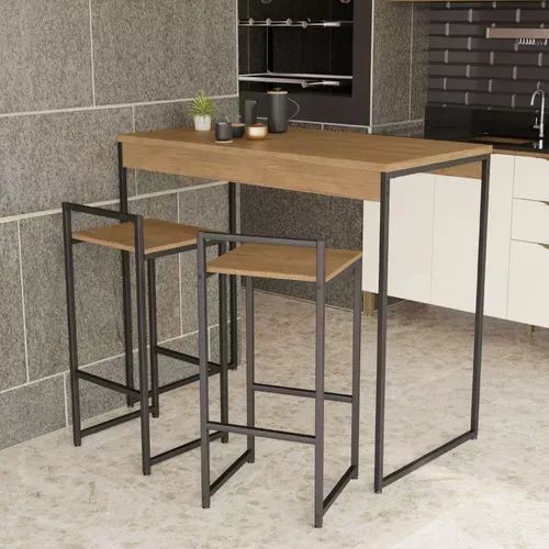 Mesa com bancos para cozinha americana