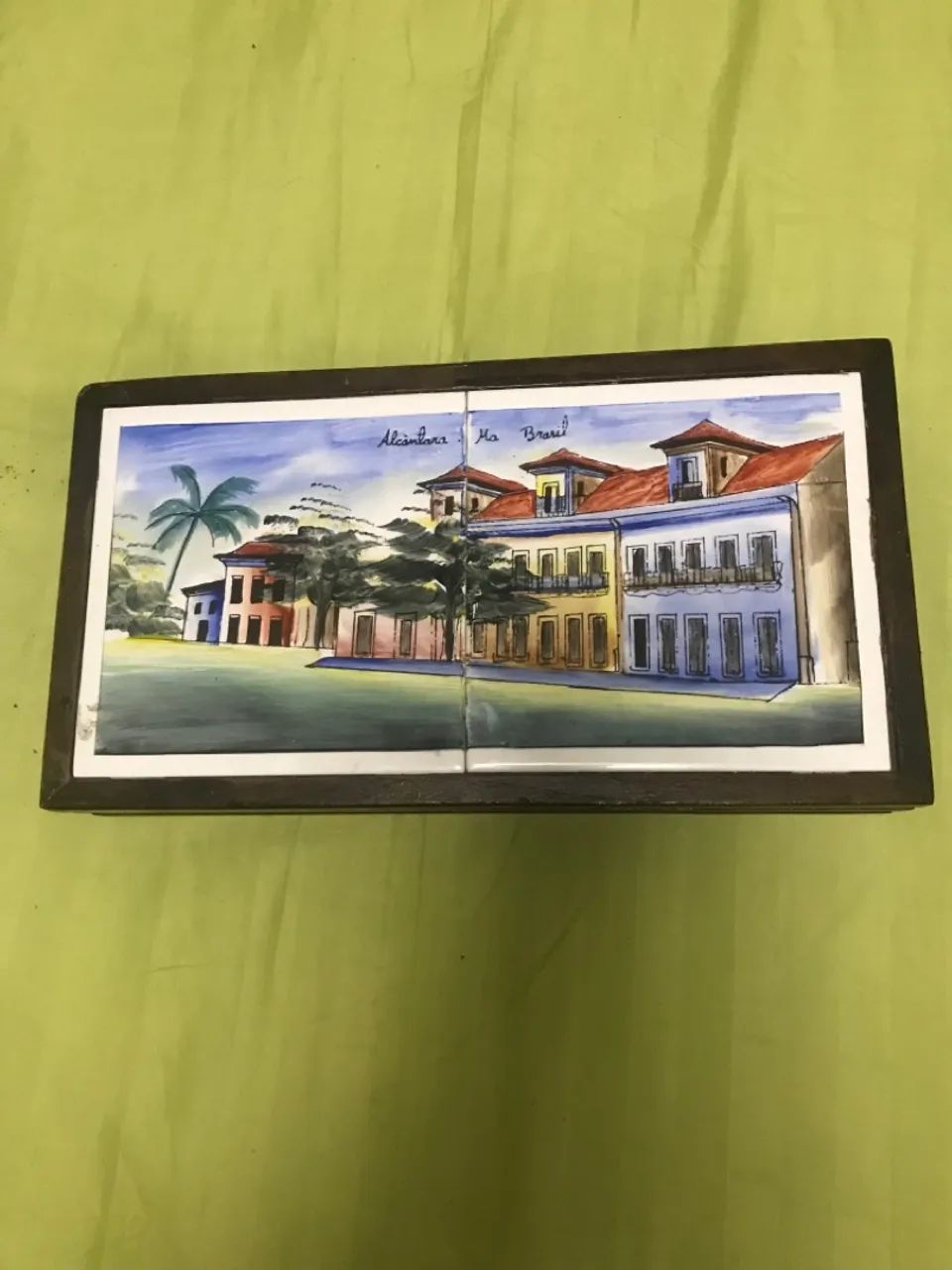 Porta joias de madeira com azulejo pintado à mão - Foto 3