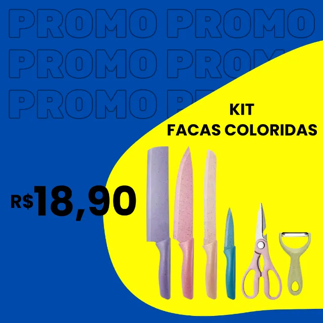 KIT FACA DE COZINHA COLORIDOS