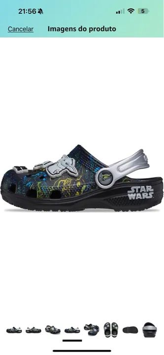 Sandália Crocks infantil Classic grogu clog k black - Foto 3