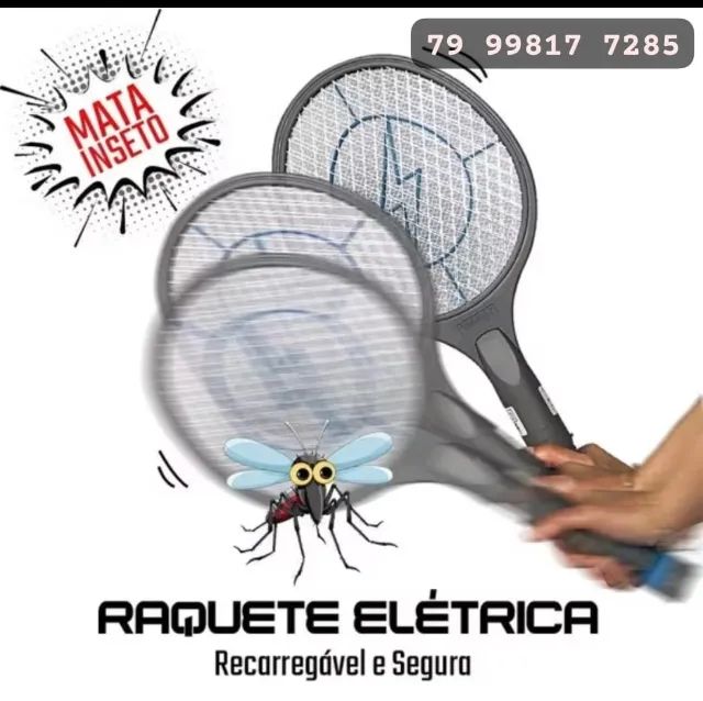 Raquete Mata Mosquito Pernilongo Insetos Elétrica Recarregável Bivolt