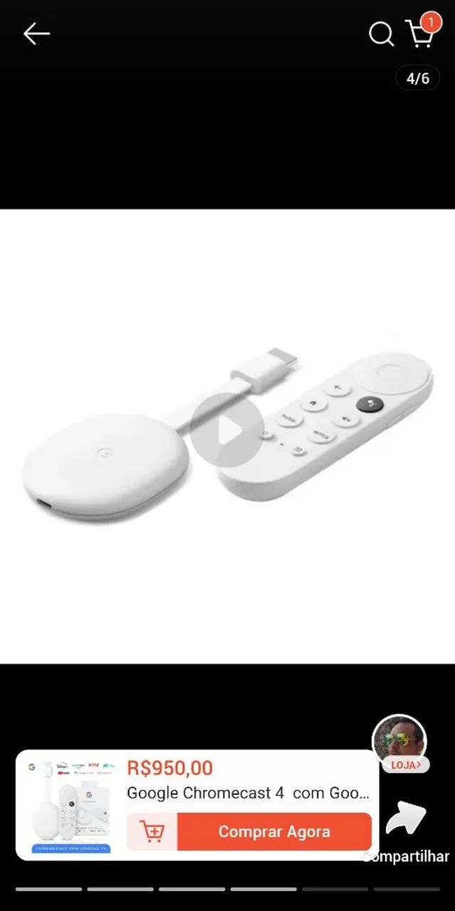 GOOGLE CHROMECAST 4ª GERAÇÃO 4K 