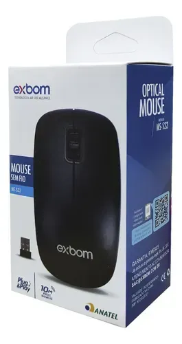 Mouse Exbom MSS22 Preto Ambidestro Sem Fio