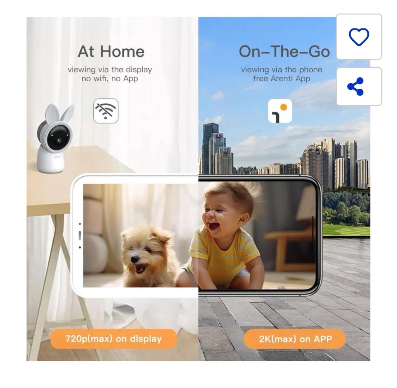 Monitor de Bebê ARENTI com 2 câmeras - Foto 5
