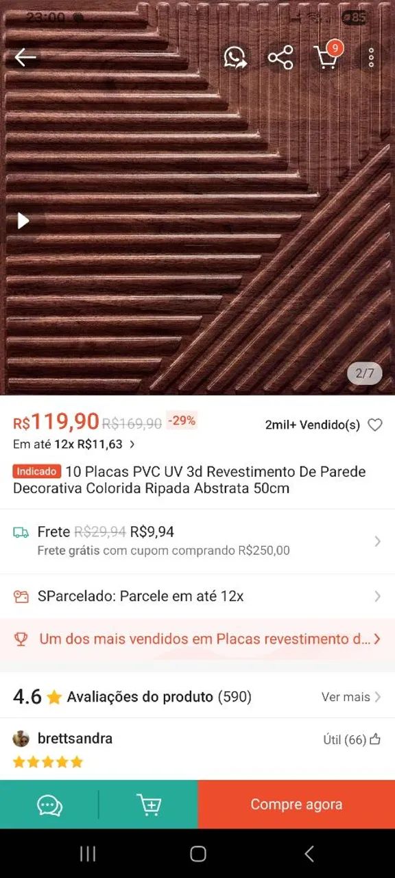 Placa de PVC estilo madeira.