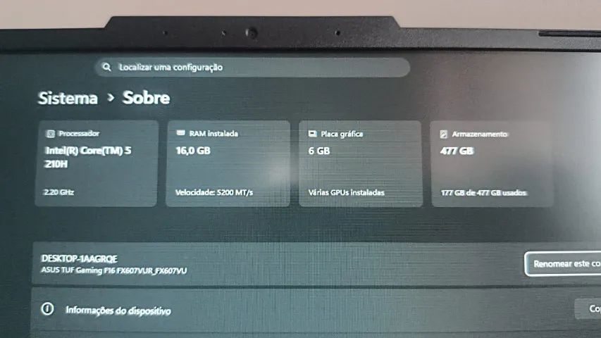 Notebook Asus TUF Gaming F16 com RTX 4050 - Foto 2
