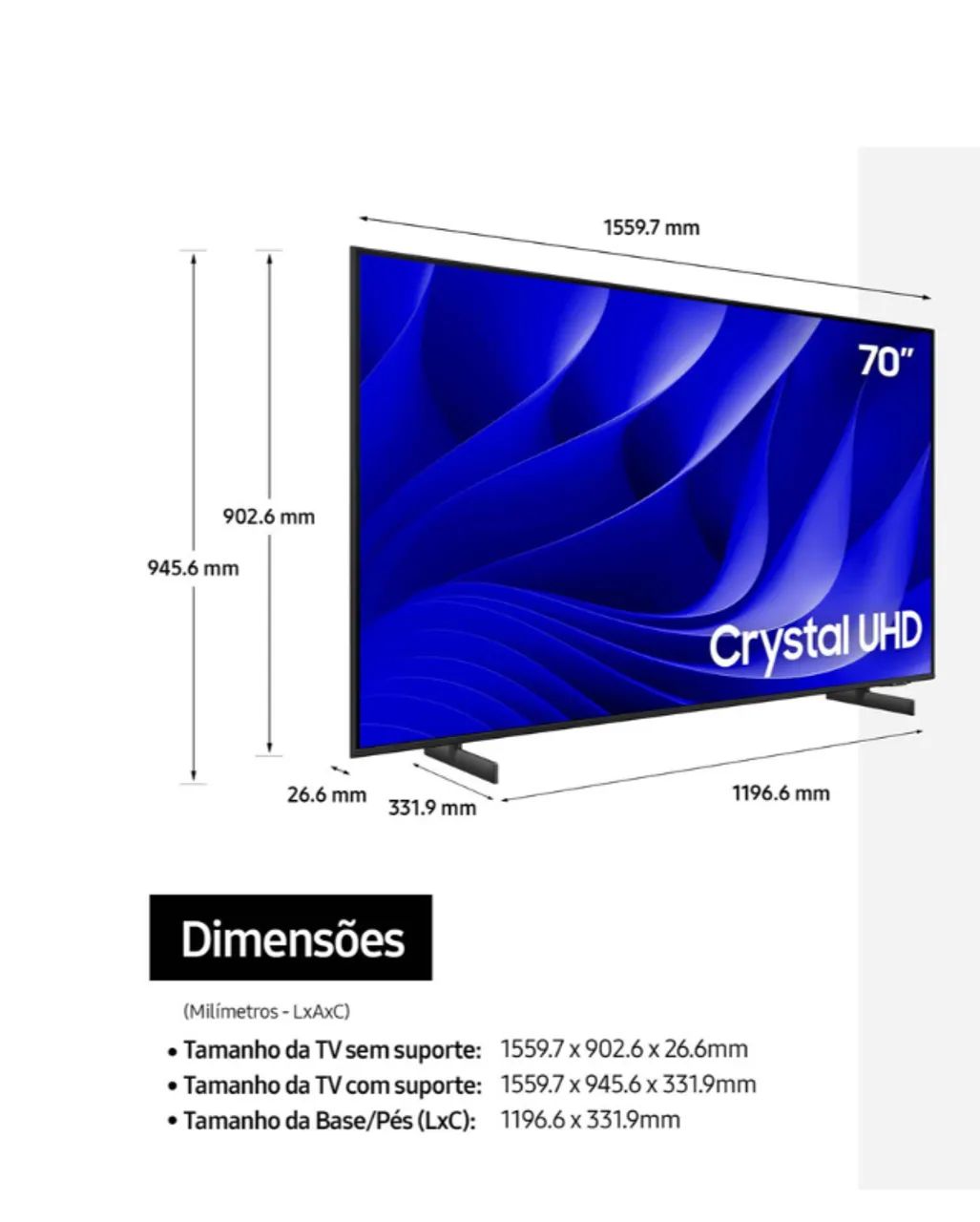 Samsung Smart TV 70" Crystal UHD 4K 70DU8000 - Foto 3