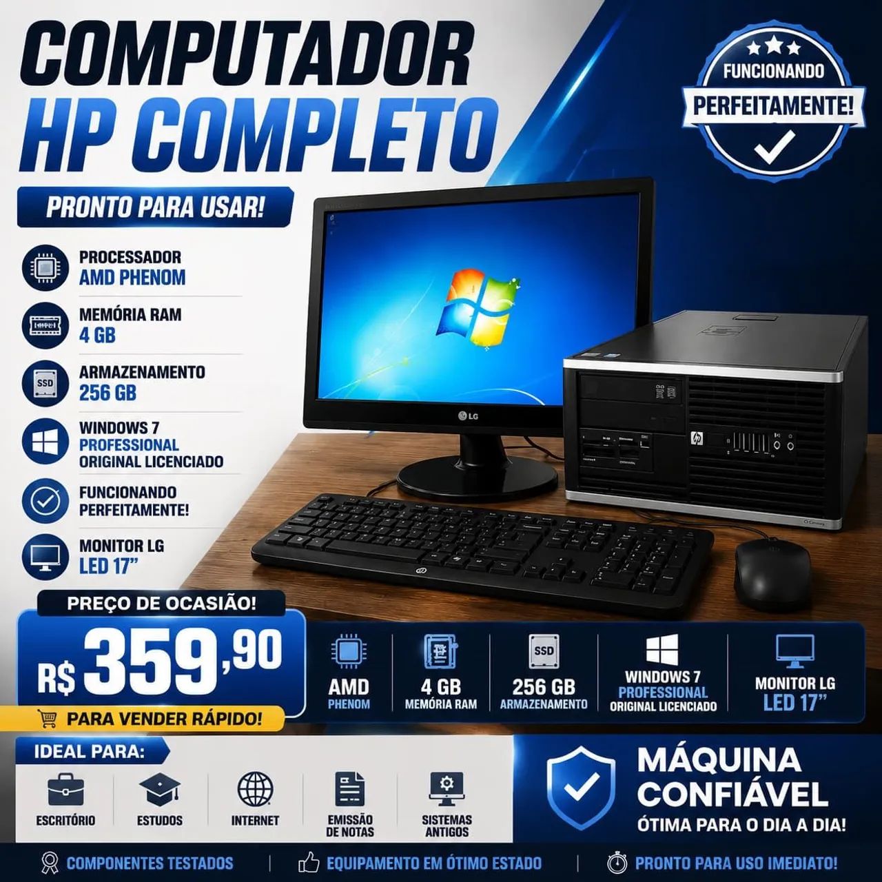 Computador com Monitor em LED (BARATO)