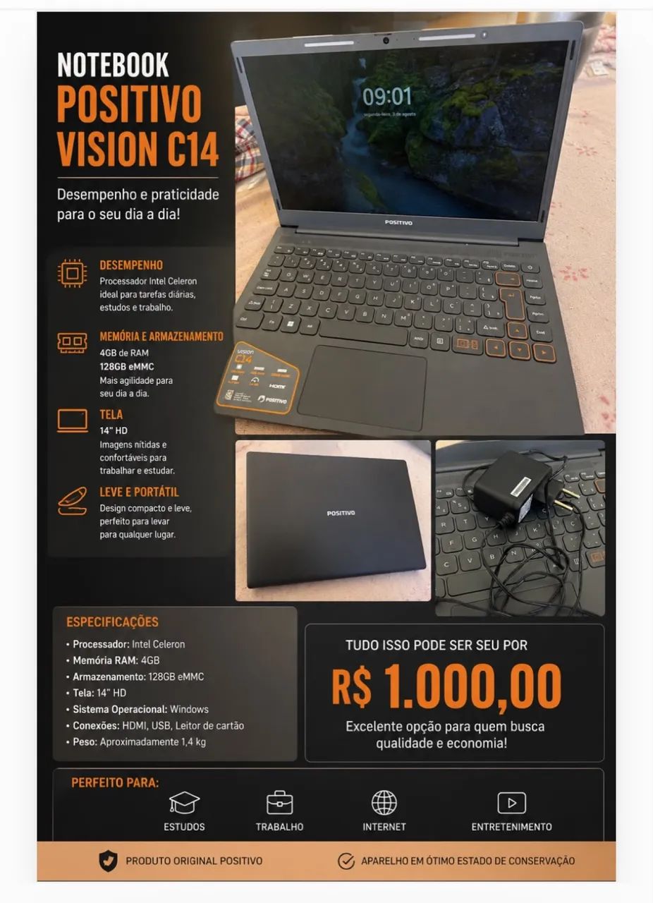 OPORTUNIDADE NOTEBOOK IMPECÁVEL 