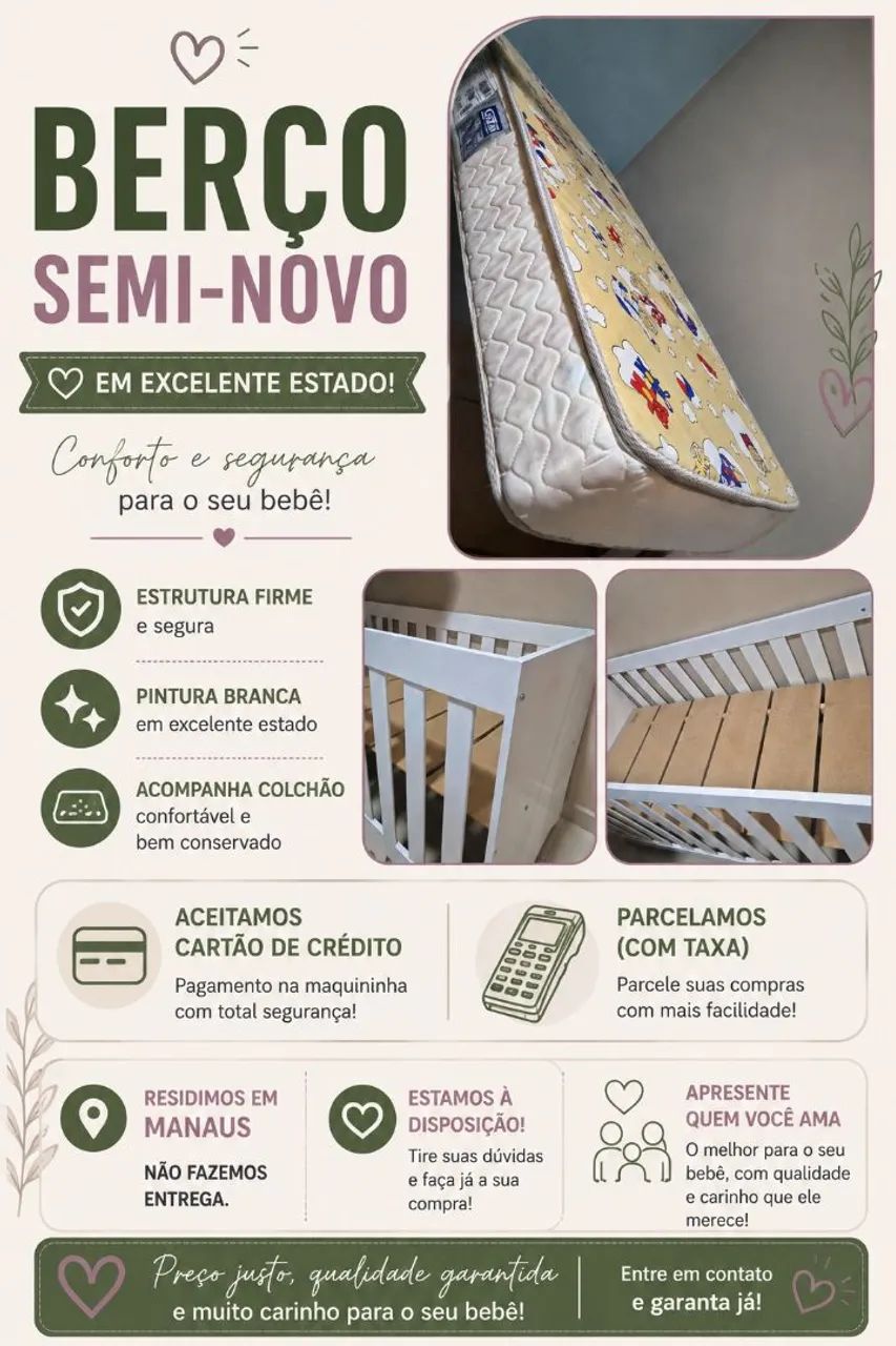 Berço semi-novo para Bebê