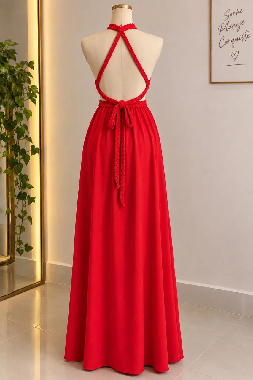 VESTIDO VERMELHO ELEGANTE  - Foto 4