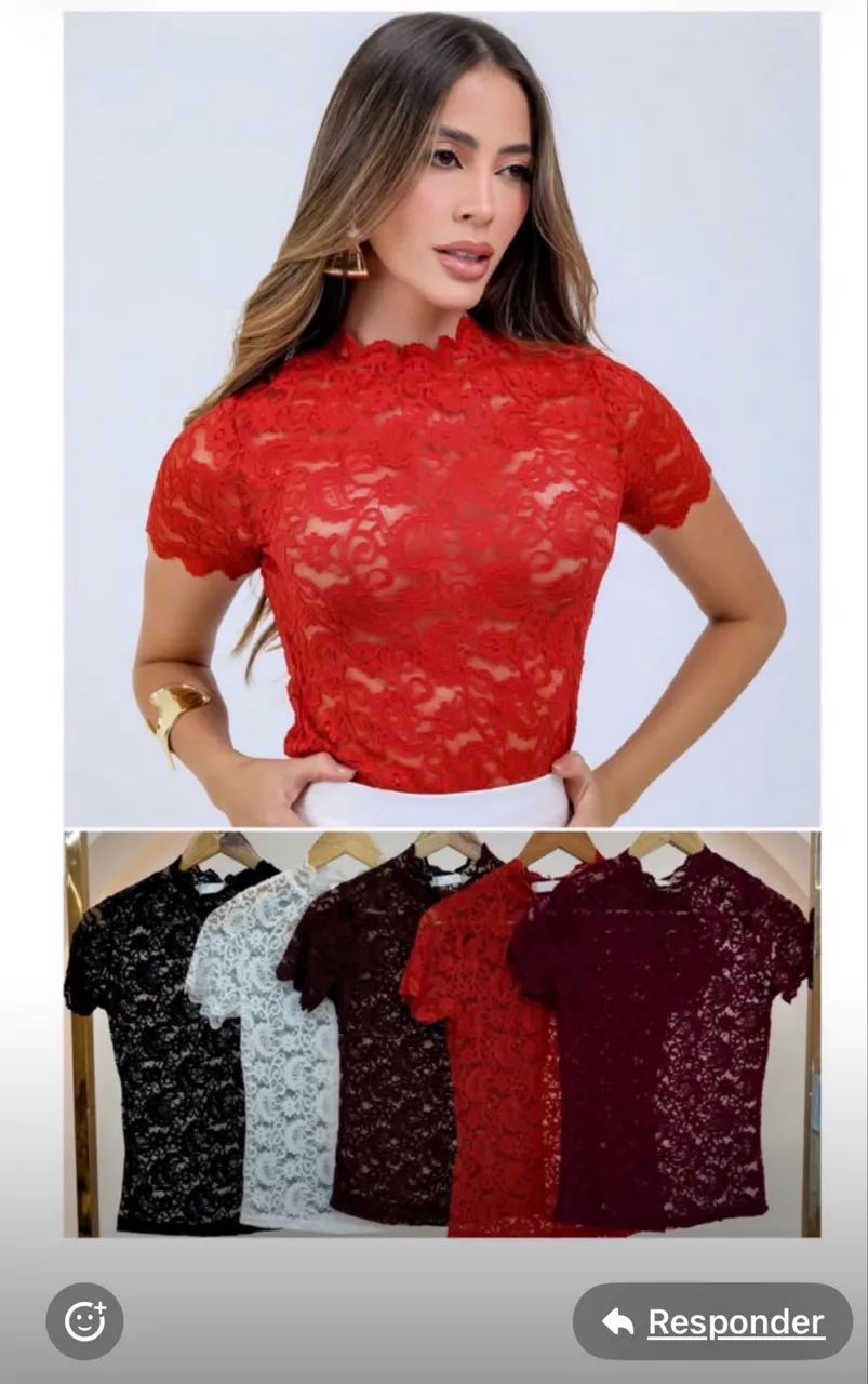 Blusas de rendas cores várias e tamanhos  - Foto 2