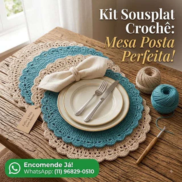 Kit Sousplat Crochê: Mesa Posta Perfeita! - Foto 3