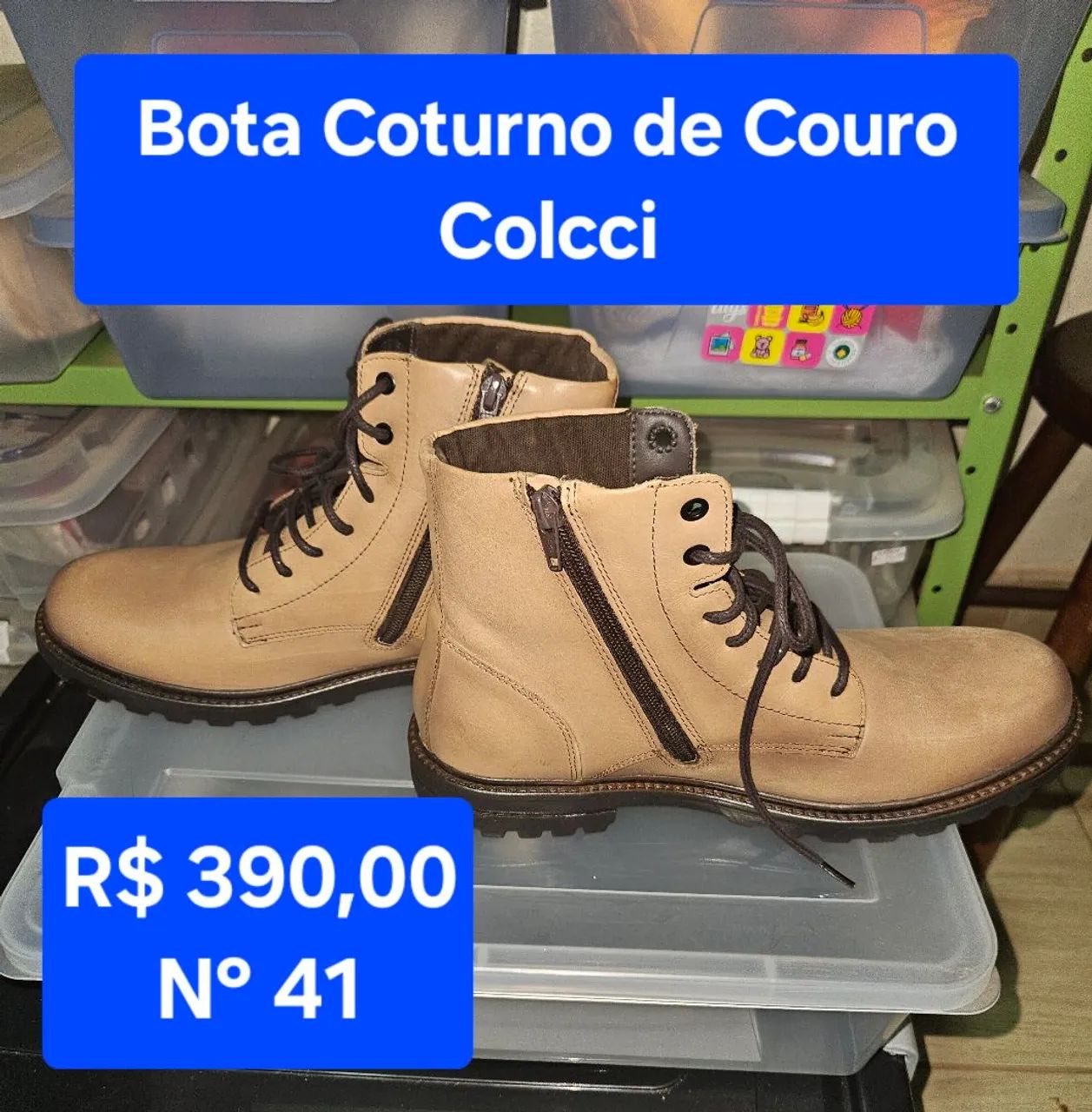 Bota Coturno de Couro Colcci